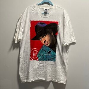 Vintage White Tee with Red and Blue Graphic